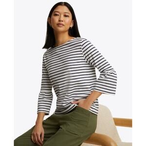 Draper James‎ Women’s Corey Bell Sleeve Nautical Striped Top Size S White Blue